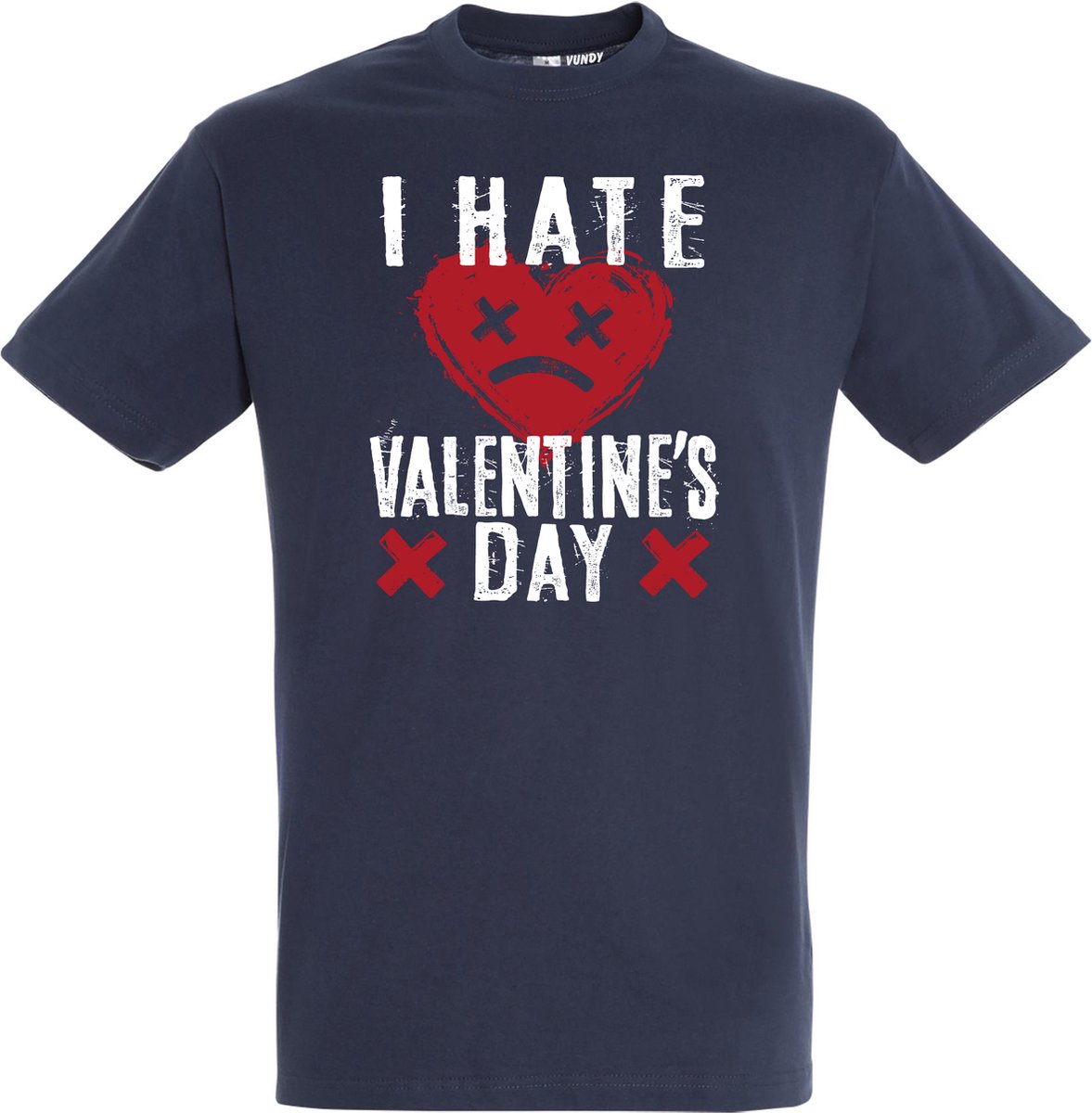 T-shirt I Hate Valentines Day | valentijn cadeautje voor hem haar | valentijn | valentijnsdag cadeau | Navy | maat L